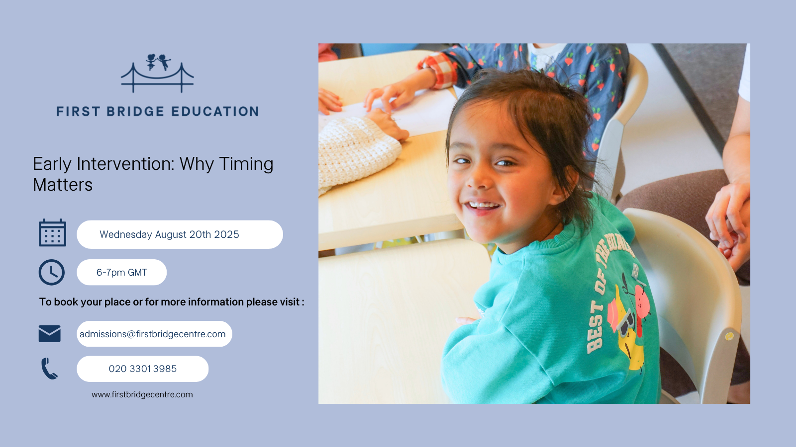 Free webinar from First Bridge Education - Early Intervention: Why Timing Matters